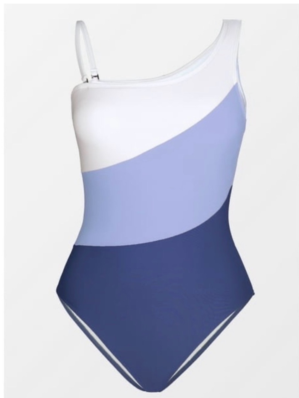 CUPSHE One Shoulder Color Block One Piece Swimsuit White Purple Size L